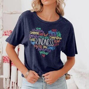 Womens Kindness Shirt Be Kind Teacher Graphic Tees Short Sleeve Valentine's Day